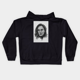 charcoal drawing of a woman Kids Hoodie